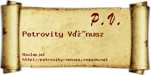 Petrovity Vénusz névjegykártya